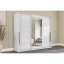 Ver imagem 1 de Guarda Roupa Casal 3 Portas de Correr (1 C/ Espelho) e 4 Gavetas Lisboa Branco - Politorno