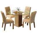 Ver imagem 2 de Conjunto Sala de Jantar Madesa Iris Mesa Tampo de Vidro Redondo com 4 Cadeiras - Rustic/imperial