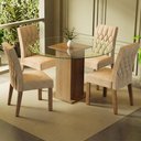 Ver imagem 1 de Conjunto Sala de Jantar Madesa Iris Mesa Tampo de Vidro Redondo com 4 Cadeiras - Rustic/imperial