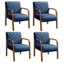 Ver imagem 1 de Kit 4 Poltronas Lara Cor:Linho Azul 330