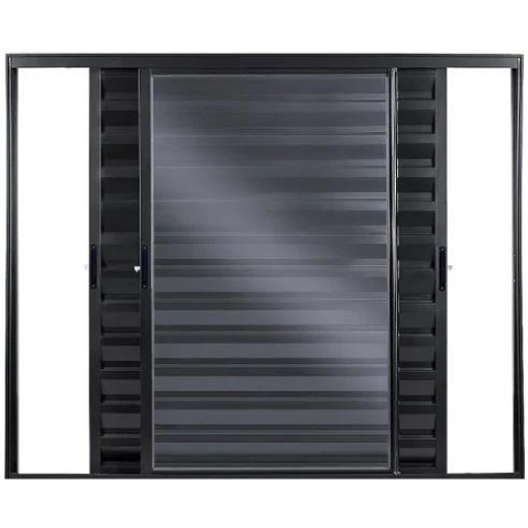 Janela Veneziana de Alumínio 3 Folhas Móveis 120x150cm Preto Allo Esquadrias