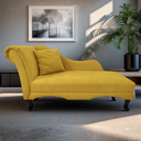 Ver imagem 2 de Recamier Divã Estofado Direito de Quem Senta Olivia Suede Amarelo - Incasa Decor