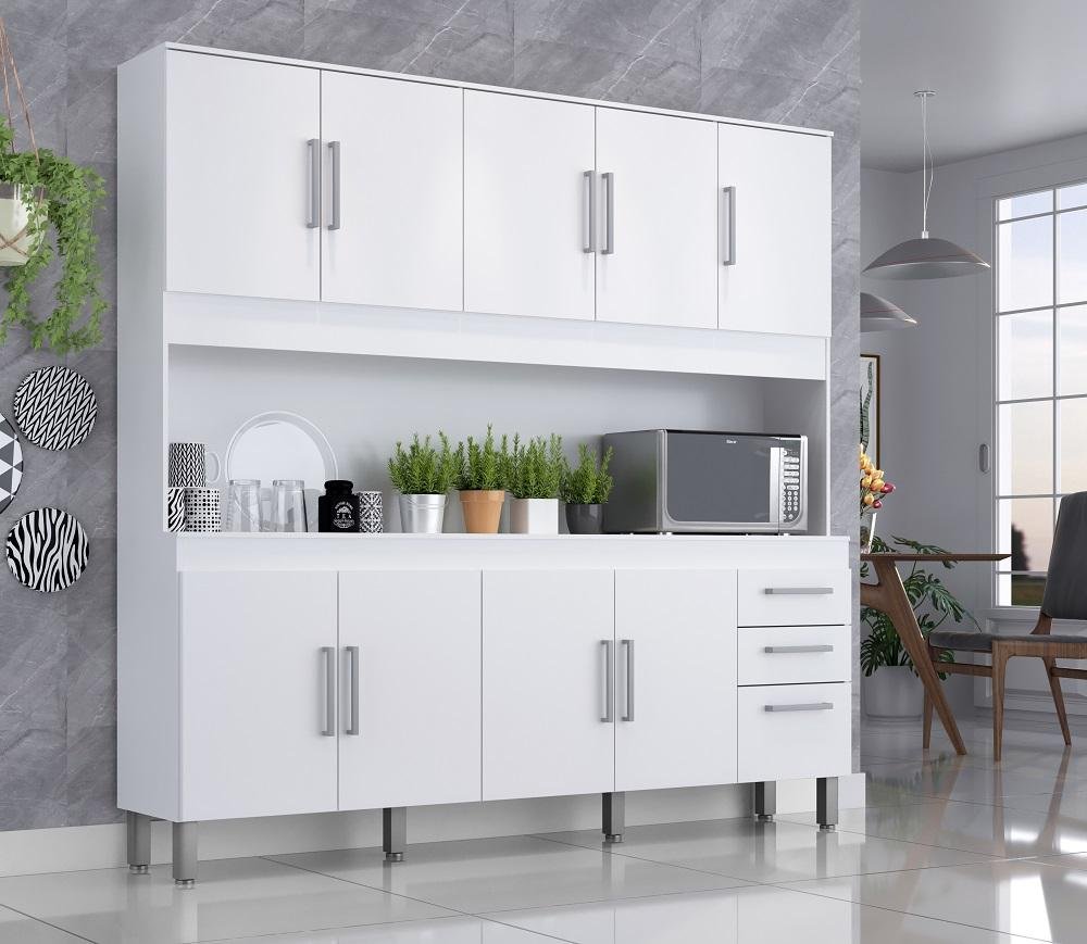 Cozinha Compacta Sagitario 1,94M 9 Portas 3 Gav Branco - 2
