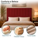 Ver imagem 2 de Cabeceira Estofada Elen Moderna para Quarto Cama Box Casal 140 cm Tecido Suede Vermelho