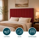Ver imagem 3 de Cabeceira Estofada Elen Moderna para Quarto Cama Box Casal 140 cm Tecido Suede Vermelho