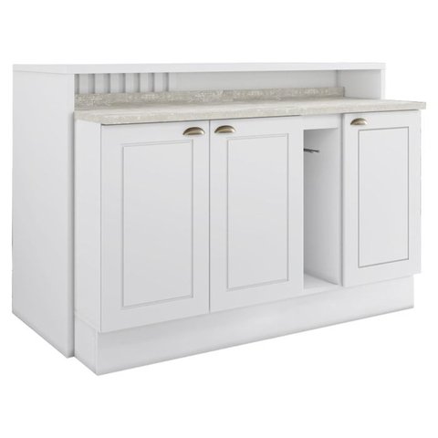 Bancada e Balcao Gourmet 146 Cm Ce818 Americana Branco Calcare Henn