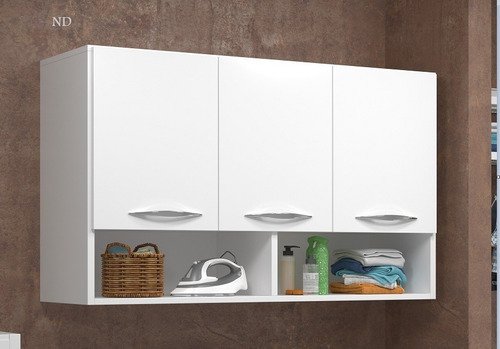 Balcão Aéreo Branco 3 Portas Multiuso Cozinha Utensílios - 5