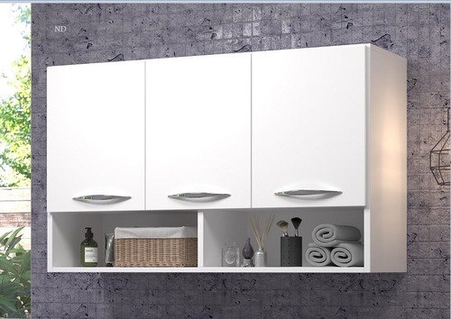 Balcão Aéreo Branco 3 Portas Multiuso Cozinha Utensílios - 6