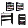 Kit Preto Mesa Manicure + 2 Porta Esmaltes Prateleira + Carrinho Auxiliar Br - AJL AJL STORE - 1