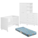 Ver imagem 2 de Berço com Colchão Ecoflex e Guarda Roupa com Cômoda Doce Sonhos Qmovi