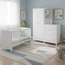 Ver imagem 1 de Berço com Colchão Ecoflex e Guarda Roupa com Cômoda Doce Sonhos Qmovi