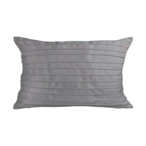 Capa para Almofada Drapeada Line em Veludo Retangular Cinza Claro