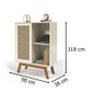 Balcão Alto Aparador Buffet com Porta de Correr Rattan Off-white - 3