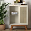 Ver imagem 2 de Balcão Alto Aparador Buffet com Porta de Correr Rattan Off-white