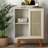 Balcão Alto Aparador Buffet com Porta de Correr Rattan Off-white - 2