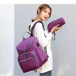 Mochila Maternidade Usb+porta Mamadeira+trocador:LILAS - 4
