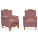 Ver imagem 1 de Kit 2 Poltronas Decorativas para Yara Suede Rosê - Lyam Decor