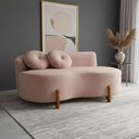 Ver imagem 2 de Sofá Decorativo Curvo Orgânico Living Veludo Rosê - Montanaris Decor