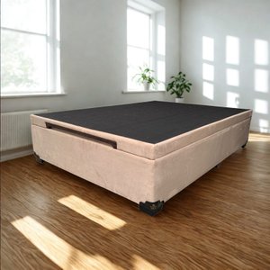 Cama Box Baú Casal Suede Luxo - Gs Kamas - Acabamento Reforçado, Amplo Espaço (bege)