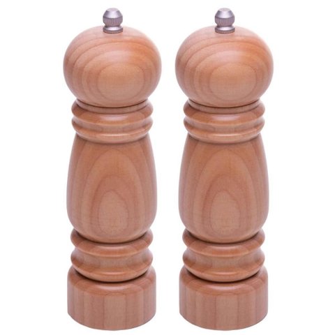 Kit 2 Moedores de Sal Pimenta Nature 5x17cm Bambu Lyor Triturador Temperos Condimentos Cozinha