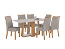 Ver imagem 1 de Conjunto Sala de Jantar Mesa Sintonia 160 Tampo Vidro Off White com 6 Cadeiras Apogeu - Lopas Amendo