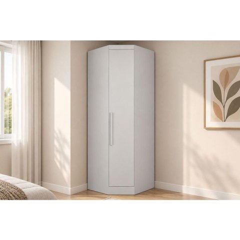 Guarda Roupa Closet Casal de Canto Obliquo Rizon/Linea c/ 1 Porta Neve - Novo Horizonte
