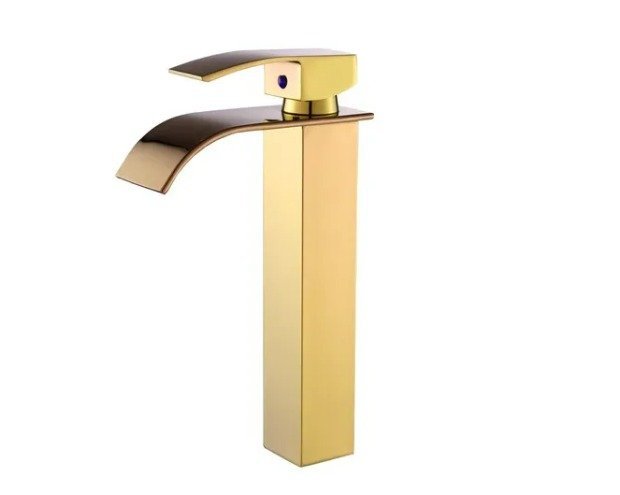 Torneira Banheiro Cascata Monocomando Misturador Alta Dourado Gold - 1