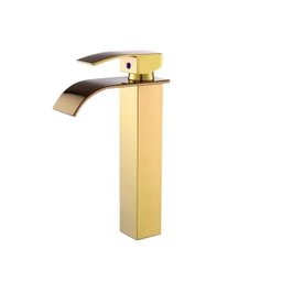 Torneira Banheiro Cascata Monocomando Misturador Alta Dourado Gold - 1
