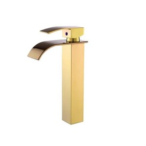 Torneira Banheiro Cascata Monocomando Misturador Alta Dourado Gold