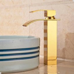 Torneira Banheiro Cascata Monocomando Misturador Alta Dourado Gold - 9