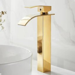 Torneira Banheiro Cascata Monocomando Misturador Alta Dourado Gold - 11