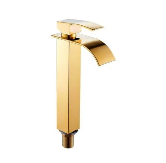 Torneira Banheiro Cascata Monocomando Misturador Alta Dourado Gold - 2