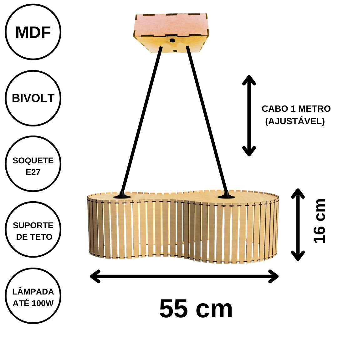 Luminária Pendente Infinita Modelo Ripado -:preta - 4