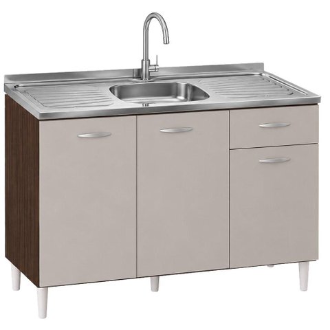 Balcão de Pia 120 cm Chocolate Off White com Pia Inox Tramontina – Poquema