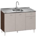 Ver imagem 1 de Balcão de Pia 120 cm Chocolate Off White com Pia Inox Tramontina – Poquema