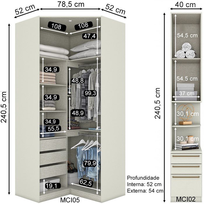 Quarto Casal Dileto Em MDF 6 Modulos CJ1 Areia Henn - 8