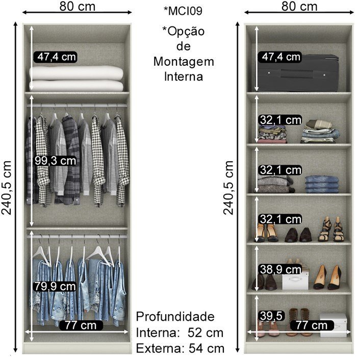 Quarto Casal Dileto Em MDF 6 Modulos CJ1 Areia Henn - 6