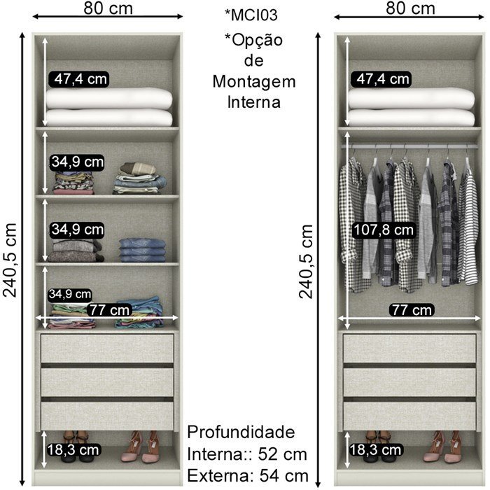 Quarto Casal Dileto Em MDF 6 Modulos CJ1 Areia Henn - 7