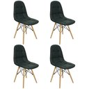 Ver imagem 1 de Kit 4 Cadeiras Charles Eames Botonê Eiffel Estofada - Preta