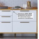 Ver imagem 5 de Cozinha Completa Modulada 100% MDF 7 Peças 14 Portas 6 Gavetas e Vidro 429cm Vicenza Espresso Móveis Branco/Amêndoa