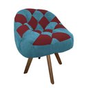 Ver imagem 2 de Poltrona Paloma Escritório Sala Giratória Madeira Suede Azul Turquesa e Suede Vinho - Dominic Decor