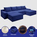 Ver imagem 2 de Sofá Evo 3,40m Molas Ensacadas com Apoio Chaise Lounge Direita Velourê Azul Cama Inbox