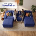 Ver imagem 6 de Sofá Evo 3,40m Molas Ensacadas com Apoio Chaise Lounge Direita Velourê Azul Cama Inbox