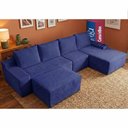 Ver imagem 1 de Sofá Evo 3,40m Molas Ensacadas com Apoio Chaise Lounge Direita Velourê Azul Cama Inbox