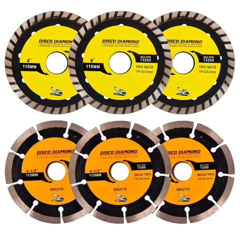 Kit 6 Disco Serra Circular 115mm/100mm Mármore Concreto