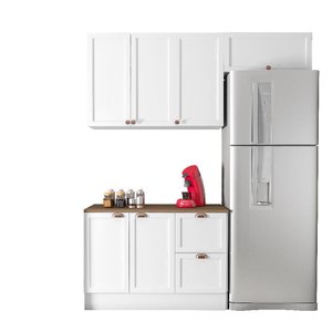 Cozinha Modulada Unna 3 Peças Balcão 120cm Branco com Tampo Mdp - Poliman Móveis