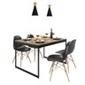 Conjunto Mesa de Jantar Industrial Tolix 120x90 + 4 Cadeiras Eames Preto - 1