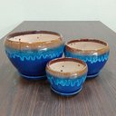 Ver mais imagens de Kit Cachepô Vaso Decorativo para Planta Cerâmica 3 Peça Azul