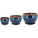 Ver imagem 1 de Kit Cachepô Vaso Decorativo para Planta Cerâmica 3 Peça Azul