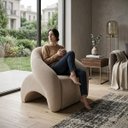 Ver imagem 3 de Poltrona Decorativa Confortável Pé Palitos:Linho Bege